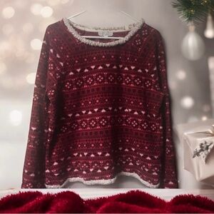 Ande ~ Sweater ~ Women’s ~ Large ~ Fleece ~ Long Sleeves ~ Pullover ~ Burgundy